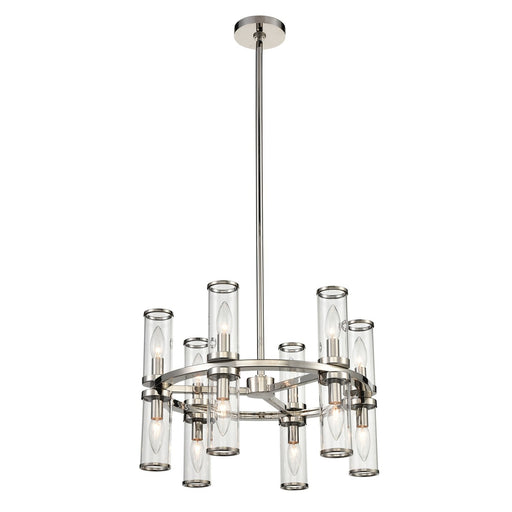Revolve 19" 12-Light Pendant in Clear Glass/Polished Nickel