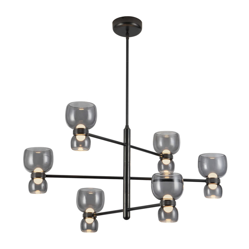 Sutton 36" Chandelier in Urban Bronze/Smoked Glass
