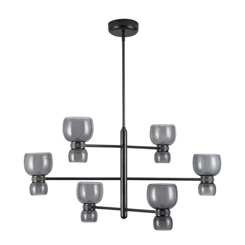 Sutton 36" Chandelier in Urban Bronze/Smoked Glass