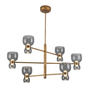 Sutton 36" Chandelier in Vintage Brass/Smoked Glass