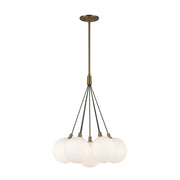 Bolla 17" 7-Light Pendant in Brushed Gold/Opal Glass