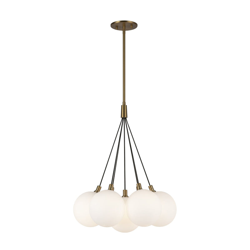 Bolla 17" 7-Light Pendant in Brushed Gold/Opal Glass