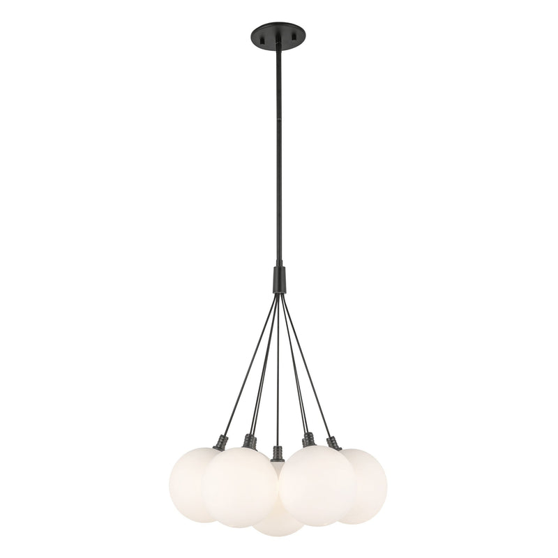 Bolla 17" 7-Light Pendant in Black/Opal Glass