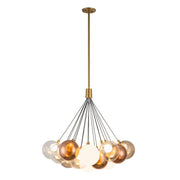 Bolla 28" 7-Light Pendant in Brushed Gold/Mixed Glass