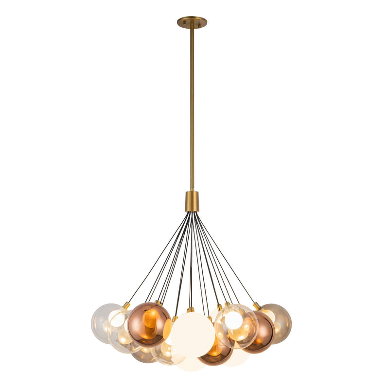 Bolla 28" 7-Light Pendant in Brushed Gold/Mixed Glass