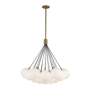 Bolla 28" 7-Light Pendant in Brushed Gold/Opal Glass