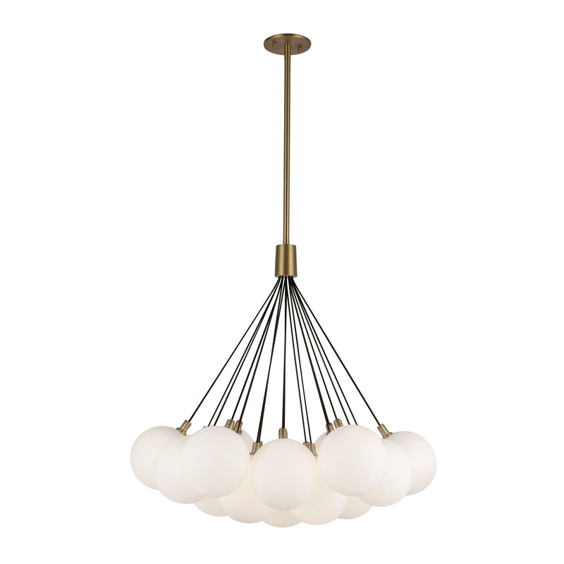 Bolla 28" 7-Light Pendant in Brushed Gold/Opal Glass