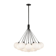 Bolla 28" 7-Light Pendant in Black/Opal Glass