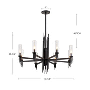 Torres 36" 8-Light Chandelier in Polished Nickel/Ribbed Glass