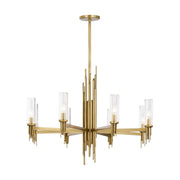 Torres 36" 8-Light Chandelier in Ribbed Glass/Vintage Brass
