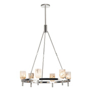 Lucian 32" 6-Light Pendant in Polished Nickel/Alabaster