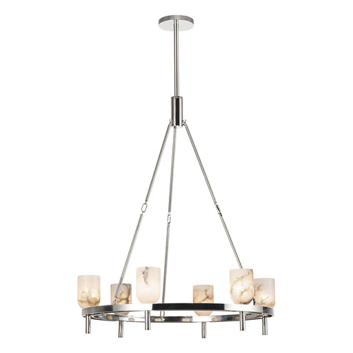 Lucian 32" 6-Light Pendant in Polished Nickel/Alabaster