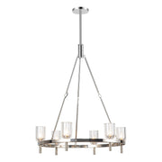 Lucian 32" 6-Light Pendant in Clear Crystal/Polished Nickel