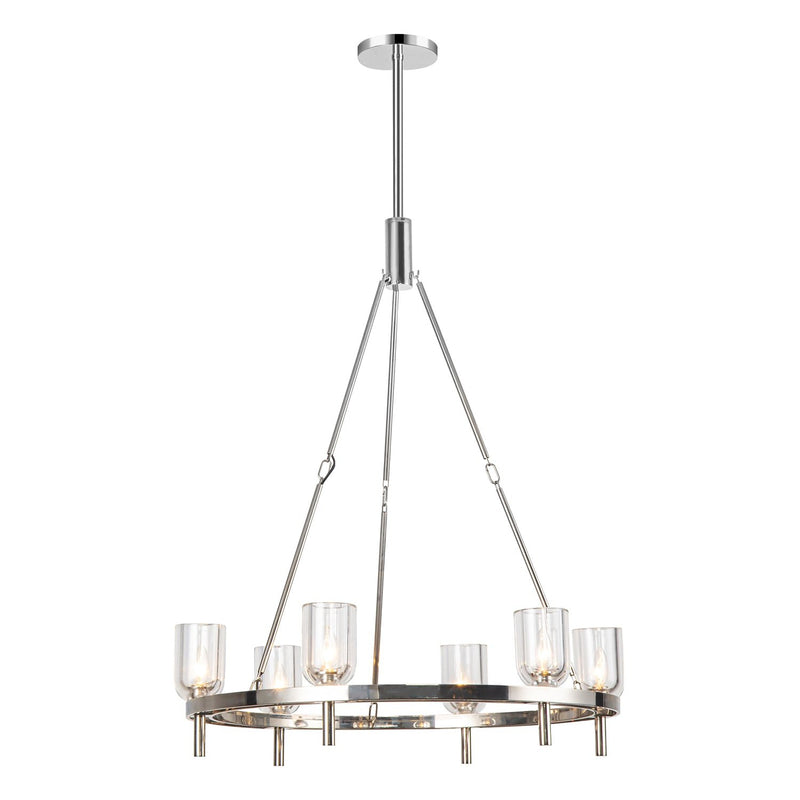 Lucian 32" 6-Light Pendant in Clear Crystal/Polished Nickel