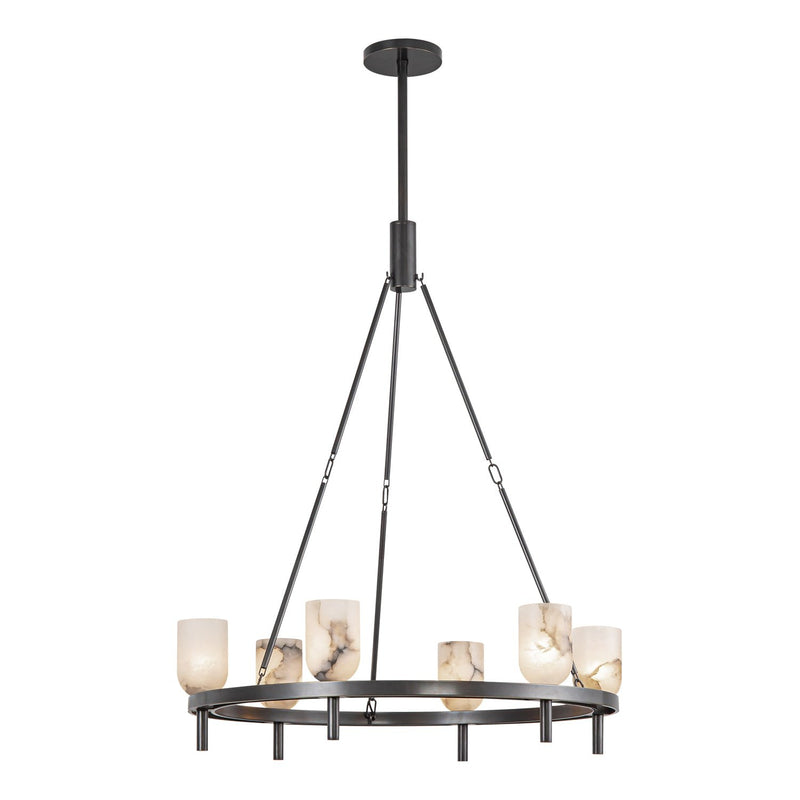 Lucian 32" 6-Light Pendant in Urban Bronze/Alabaster