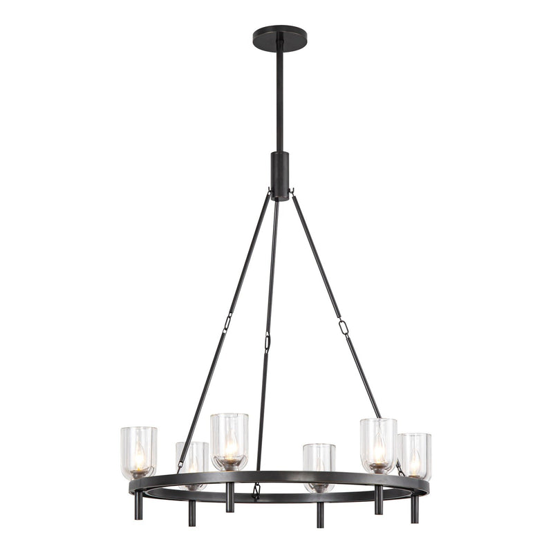 Lucian 32" 6-Light Pendant in Clear Crystal/Urban Bronze
