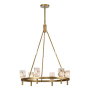 Lucian 32" 6-Light Pendant in Vintage Brass/Alabaster