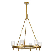Lucian 32" 6-Light Pendant in Clear Crystal/Vintage Brass