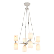 Lucian 22" 8-Light Chandelier in Polished Nickel/Alabaster