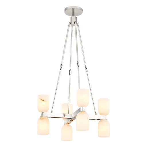 Lucian 22" 8-Light Chandelier in Polished Nickel/Alabaster