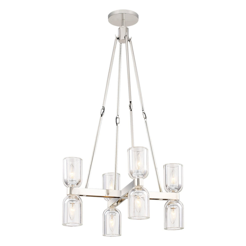 Lucian 22" 8-Light Chandelier in Clear Crystal/Polished Nickel
