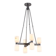 Lucian 22" 8-Light Chandelier in Urban Bronze/Alabaster