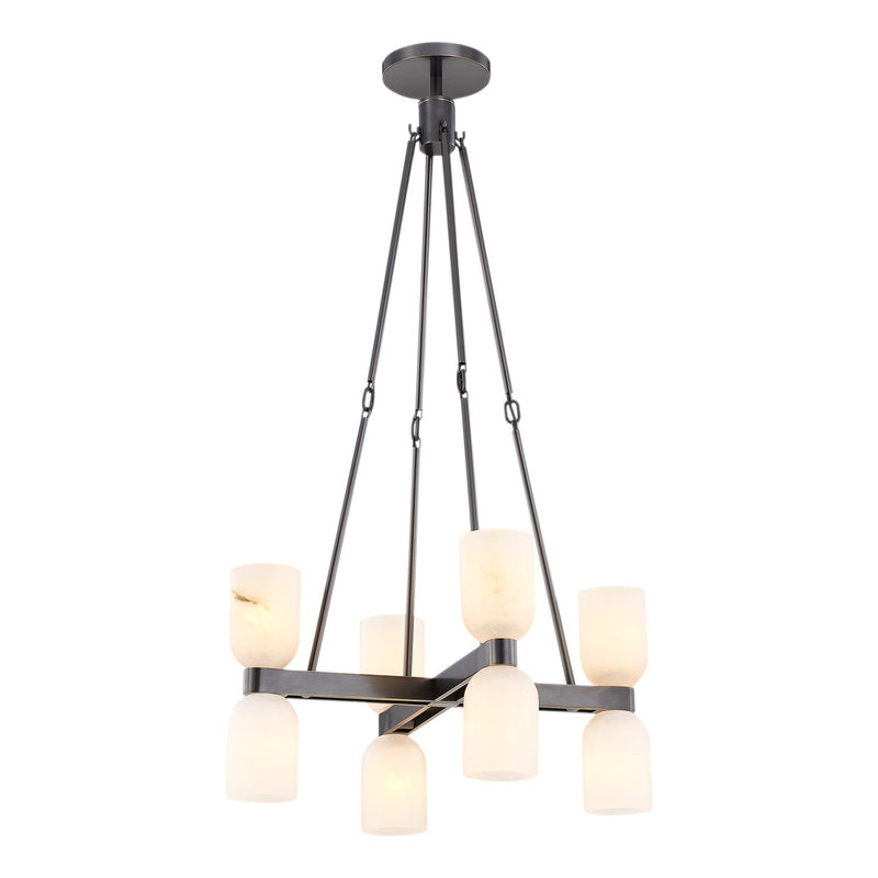 Lucian 22" 8-Light Chandelier in Urban Bronze/Alabaster