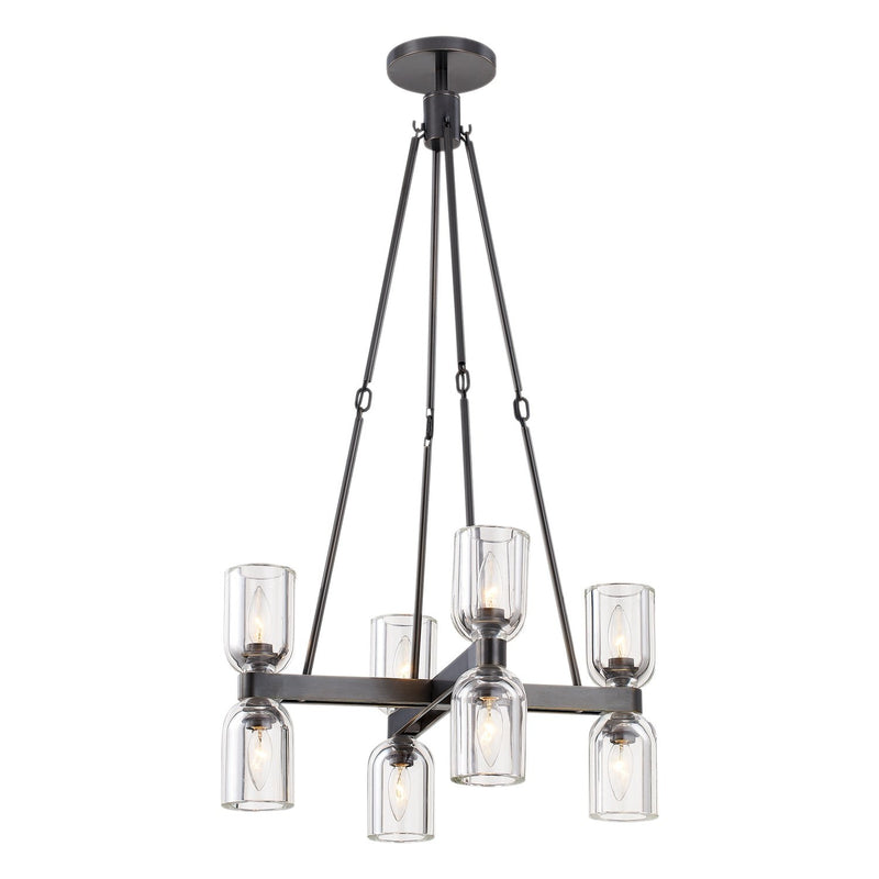 Lucian 22" 8-Light Chandelier in Clear Crystal/Urban Bronze