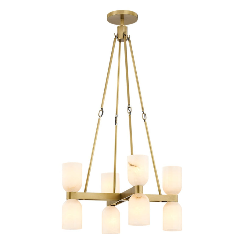 Lucian 22" 8-Light Chandelier in Vintage Brass/Alabaster