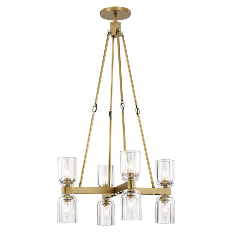 Lucian 22" 8-Light Chandelier in Clear Crystal/Vintage Brass