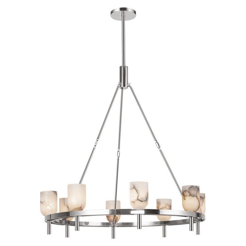 Lucian 36" 8-Light Pendant in Polished Nickel/Alabaster