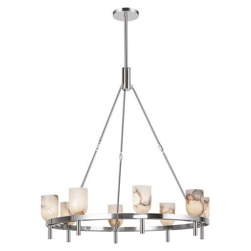 Lucian 36" 8-Light Pendant in Polished Nickel/Alabaster