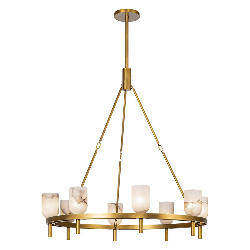 Lucian 36" 8-Light Pendant in Vintage Brass/Alabaster