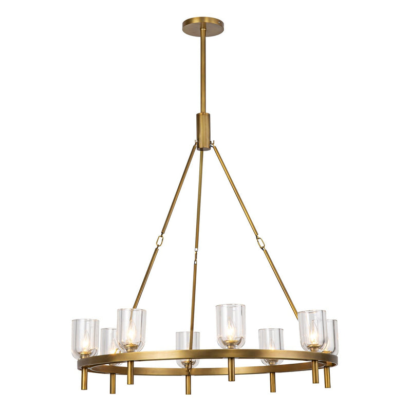 Lucian 36" 8-Light Pendant in Clear Crystal/Vintage Brass
