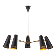 Brickell 45" 5-Light Chandelier in Matte Black/Hazelnut Leather