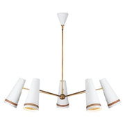 Brickell 45" 5-Light Chandelier in Matte White/Hazelnut Leather