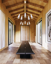 Brickell 45" 5-Light Chandelier in Matte White/Hazelnut Leather
