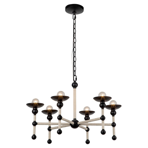 Nadine 25" 6-Light Chandelier in Matte Black/Cotton