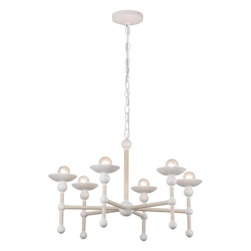 Nadine 25" 6-Light Chandelier in Matte White/Cotton