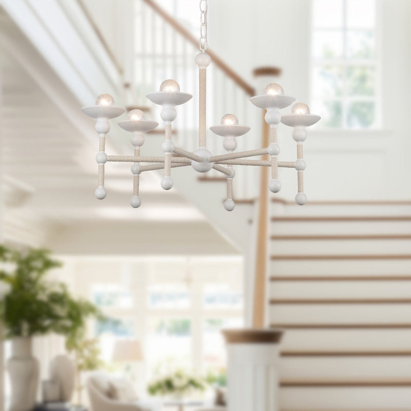 Nadine 25" 6-Light Chandelier in Matte White/Cotton