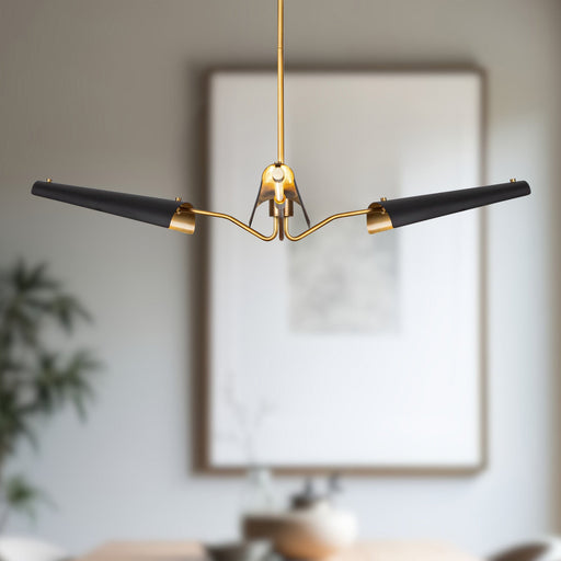 Osorio 46" LED Chandelier in Matte Black/Vintage Brass