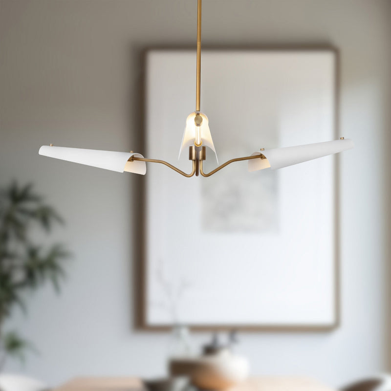 Osorio 46" LED Chandelier in Matte White/Vintage Brass