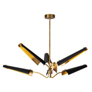 Osorio 46" LED Chandelier with Clear Glass in Matte Black/Vintage Brass