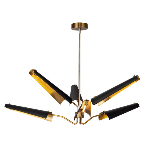 Osorio 46" LED Chandelier with Clear Glass in Matte Black/Vintage Brass