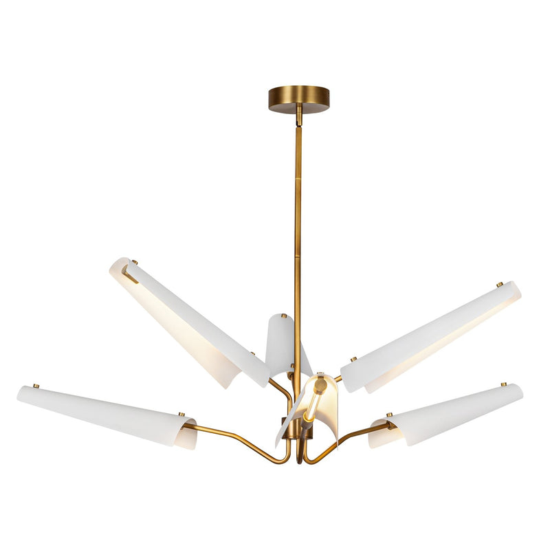 Osorio 46" LED Chandelier with Clear Glass in Matte White/Vintage Brass