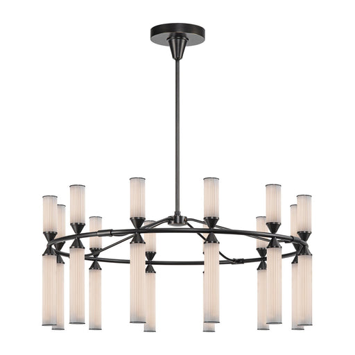 Edwin 38" Pendant in Urban Bronze/Frosted Ribbed Glass