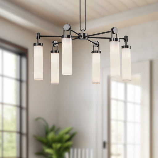 Wynwood 32" 6-Light Chandelier in Urban Bronze/Glossy Opal