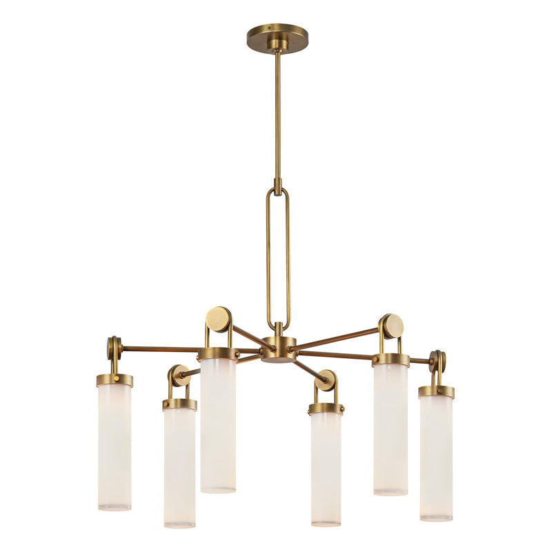 Wynwood 32" 6-Light Chandelier in Vintage Brass/Glossy Opal