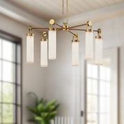 Wynwood 32" 6-Light Chandelier in Vintage Brass/Glossy Opal