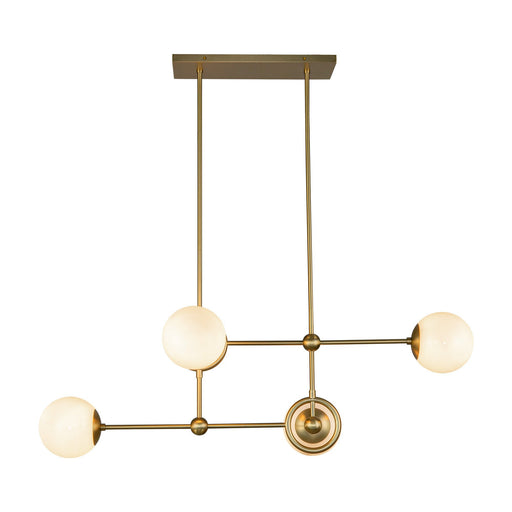 Fiore 42" 4-Light Linear Chandelier in Brushed Gold/Glossy Opal Glass